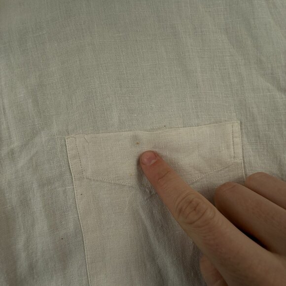 Brooks Brothers All Irish Linen Ivory XL Men Button Up Shirt Short Sleeve Woven - Picture 11 of 16